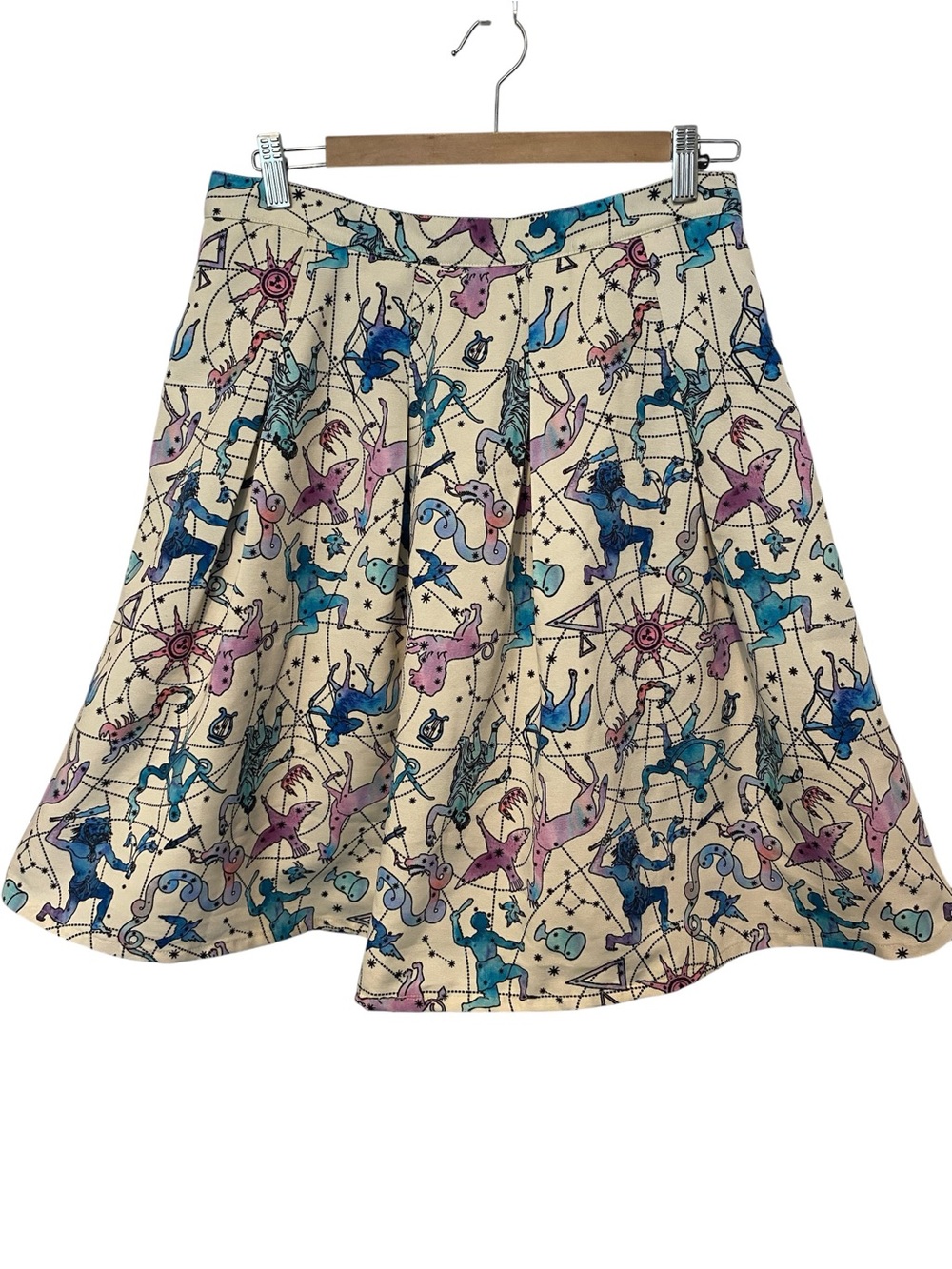 MODCLOTH ZODIAC PRINT FULL SKIRT SZ LARGE